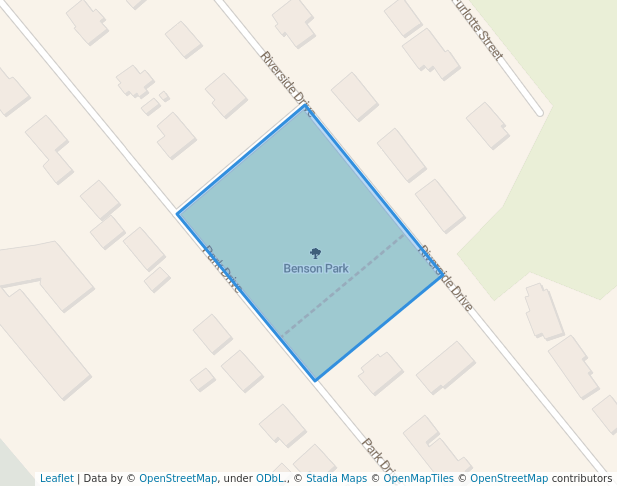 walking in Benson Park map in Miramichi