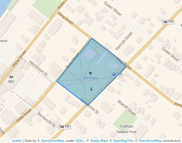 walking in Elm Park map in Miramichi