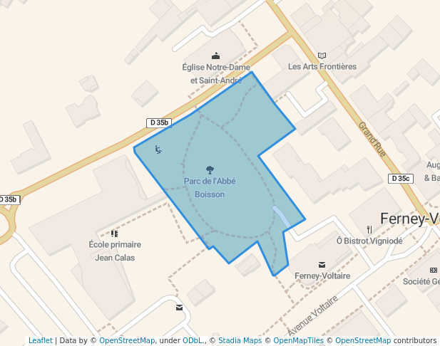 walking in Parc de l'Abbé Boisson map in Ferney-Voltaire