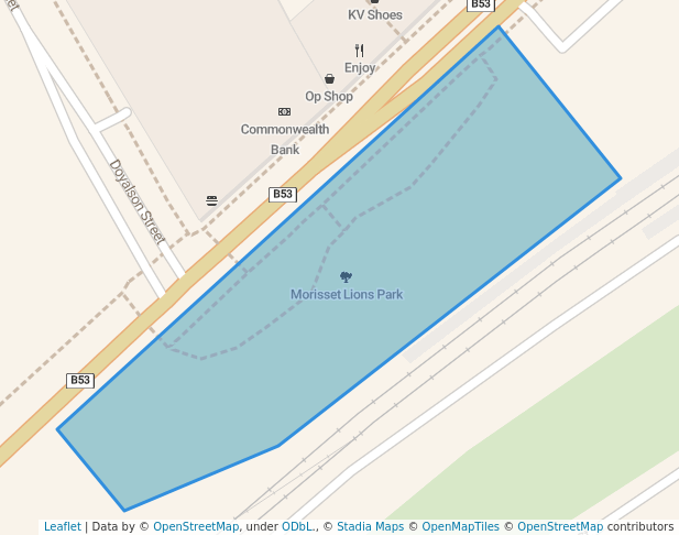 walking in Morisset Lions Park map in Morisset