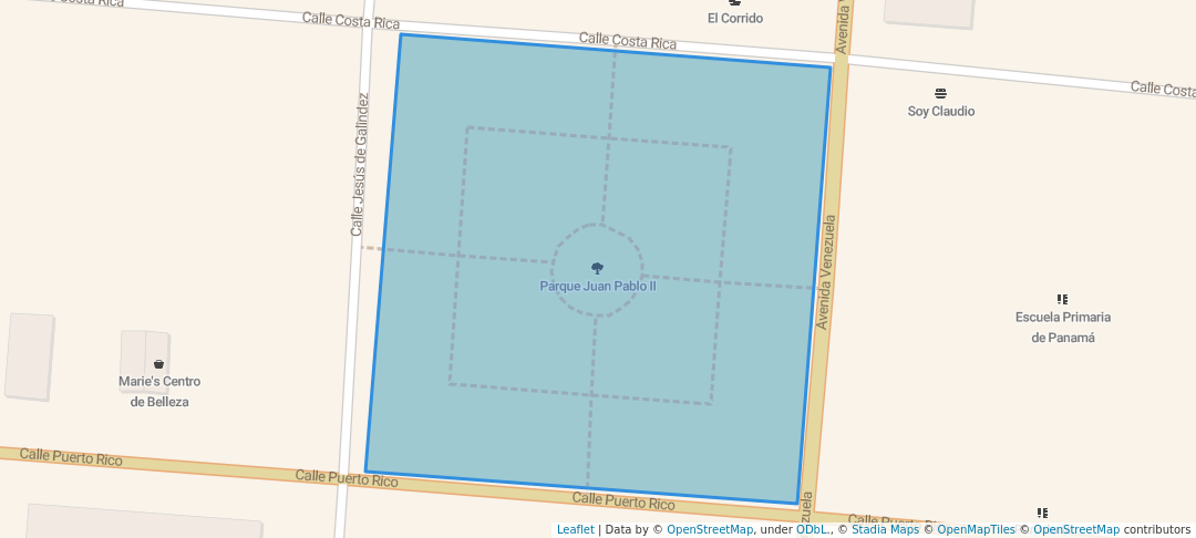 walking in Parque Juan Pablo II map in Santo Domingo