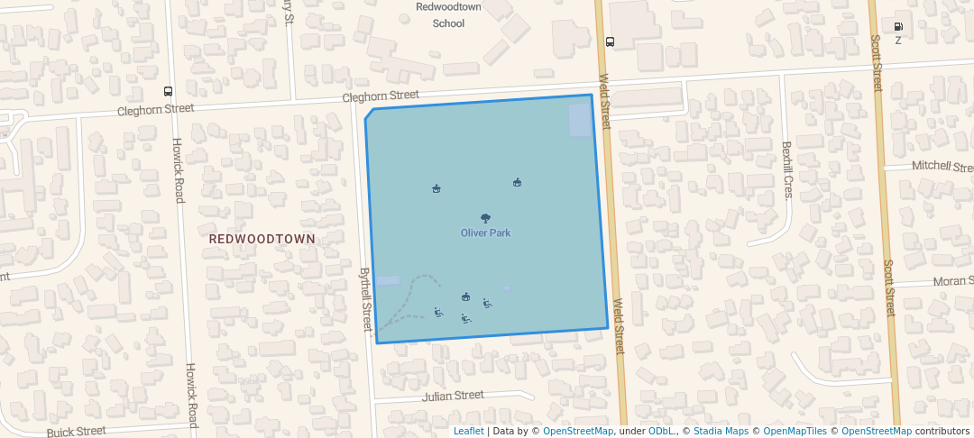 walking in Oliver Park map in Blenheim