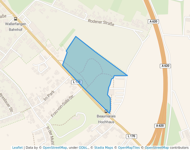 walking in Beaumaraiser Park map in Saarlouis