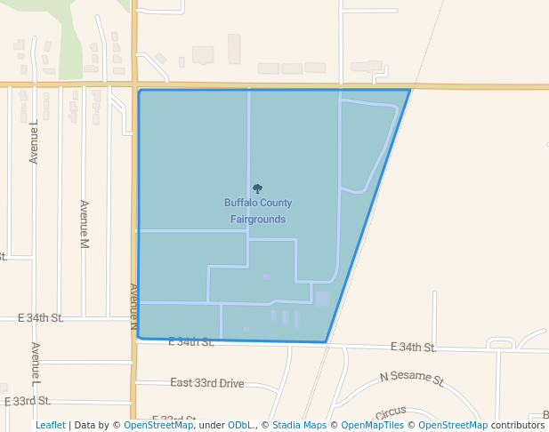 walking in Buffalo County Fairgrounds map in Kearney