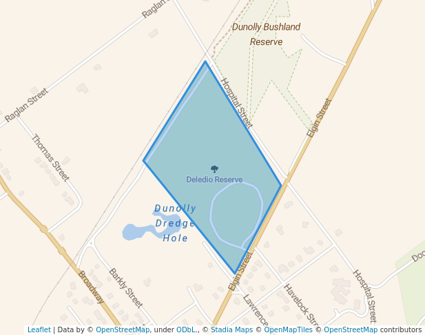 walking in Deledio Reserve map in Dunolly