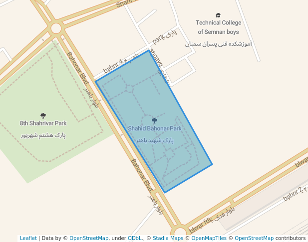 Shahid Bahonar Park in Semnan | Map and Routes