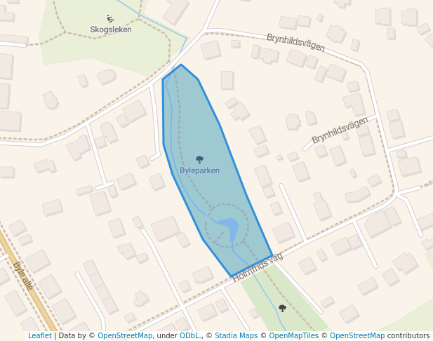 walking in Byleparken map in Täby