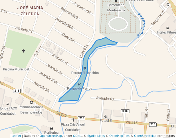 walking in Parque El Ranchito map in Curridabat