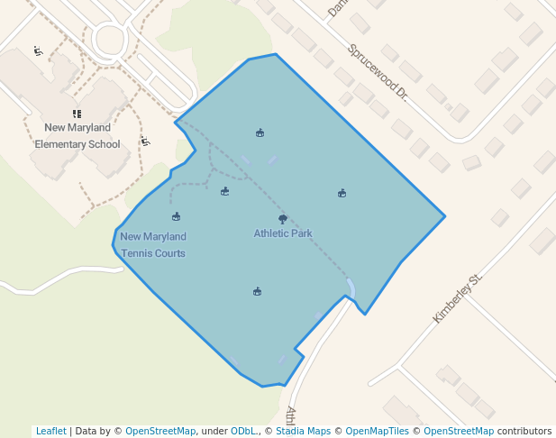 walking in Athletic Park map in New Maryland