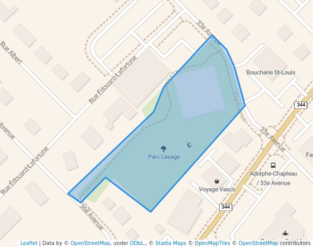 walking in Parc Lesage map in Bois-des-Filion