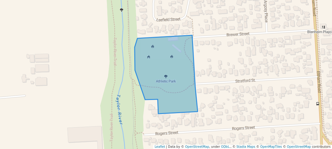 walking in Athletic Park map in Blenheim