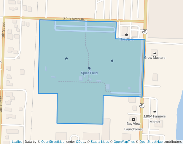 walking in Spies Field map in Menominee