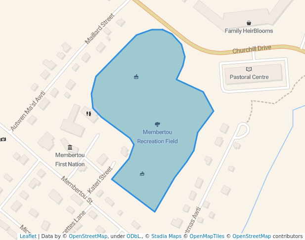 walking in Membertou Recreation Field map in Sydney