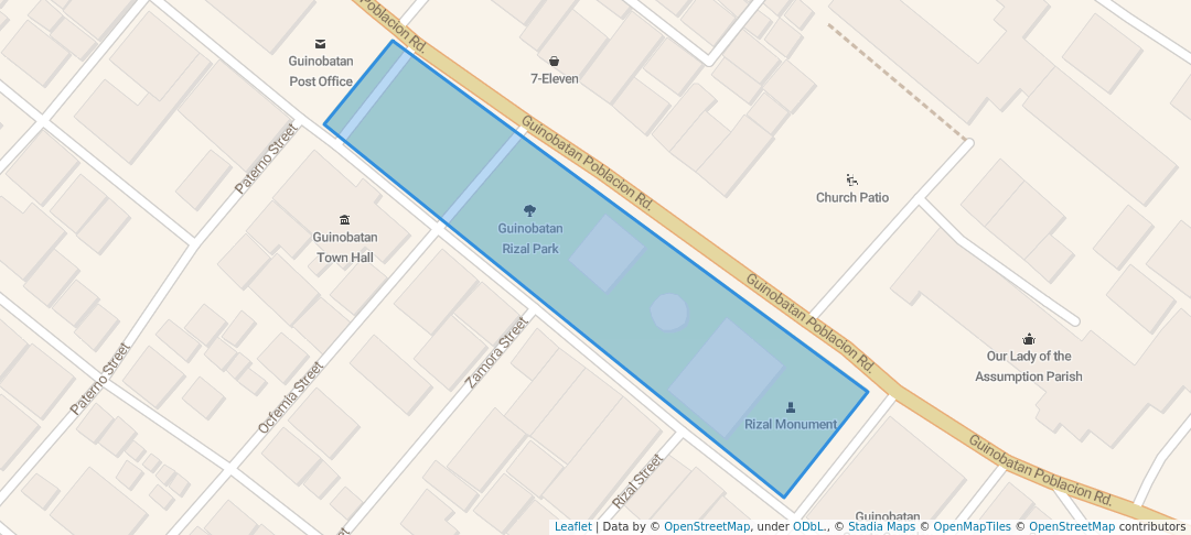 walking in Guinobatan Rizal Park map in Guinobatan