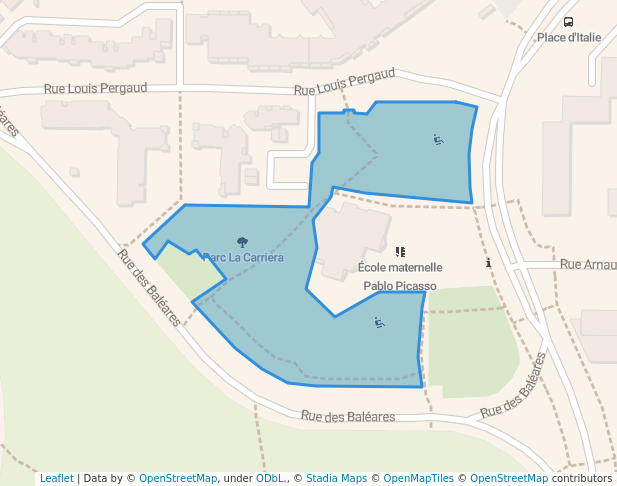 walking in Parc La Carriera map in Montpellier