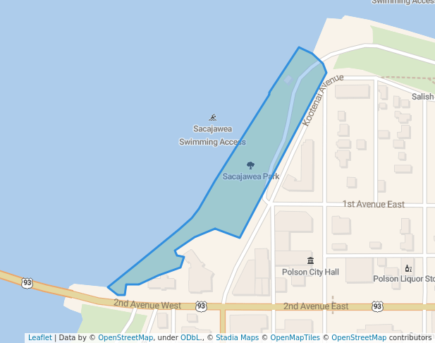 walking in Sacajawea Park map in Polson