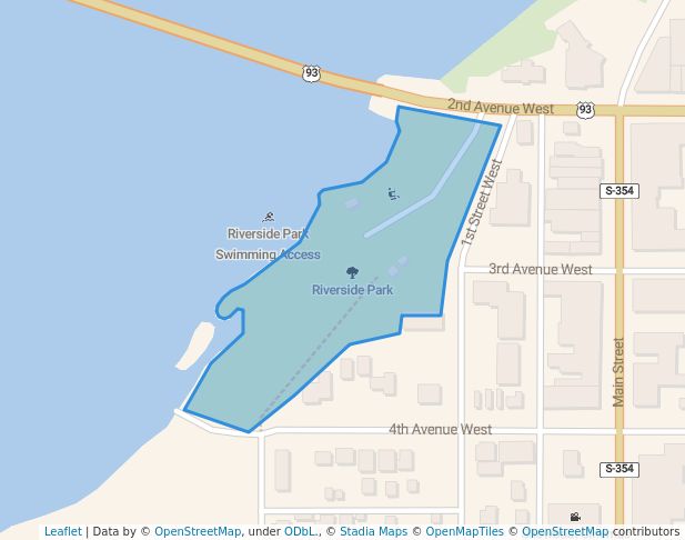 walking in Riverside Park map in Polson