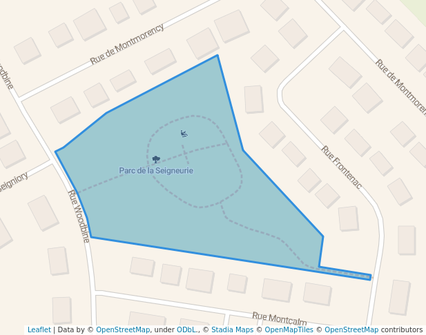 walking in Parc de la Seigneurie map in Châteauguay