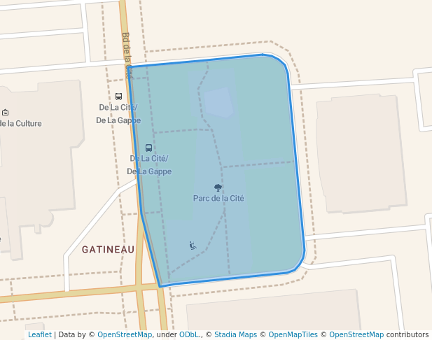 walking in Parc de la Cité map in Gatineau