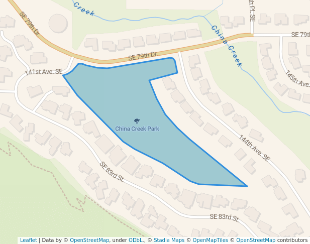 walking in China Creek Park map in Newcastle