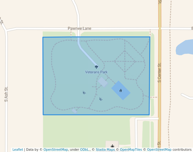 walking in Veterans Park map in Gardner