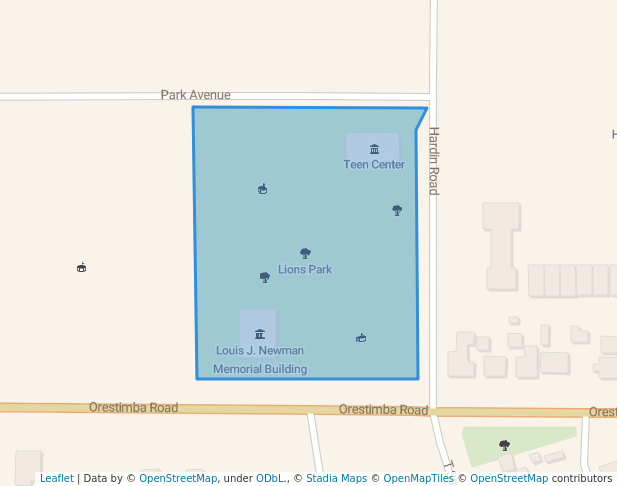 walking in Lions Park map in Newman