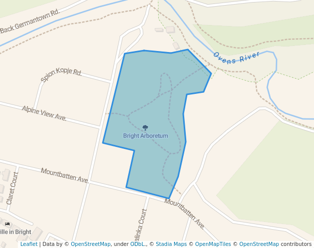 walking in Bright Arboretum map in Bright