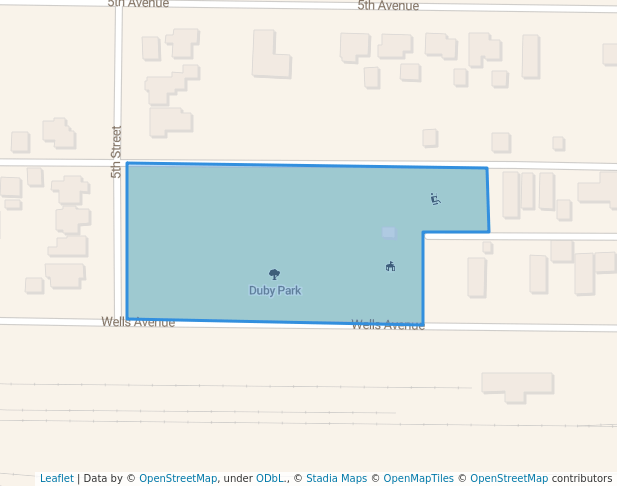 walking in Duby Park map in Menominee