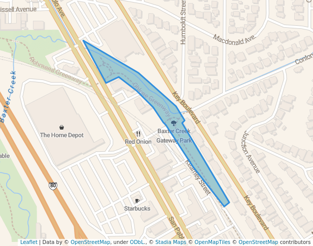 walking in Baxter Creek Gateway Park map in El Cerrito