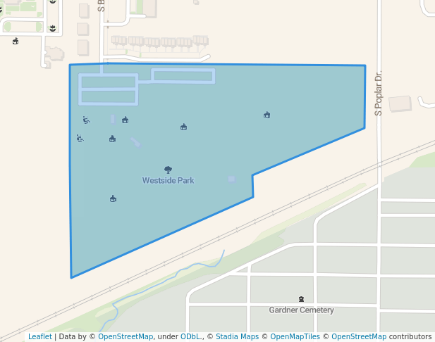 walking in Westside Park map in Gardner