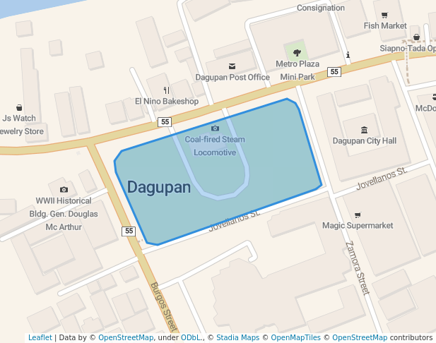 walking in Dagupan City Park map in Dagupan
