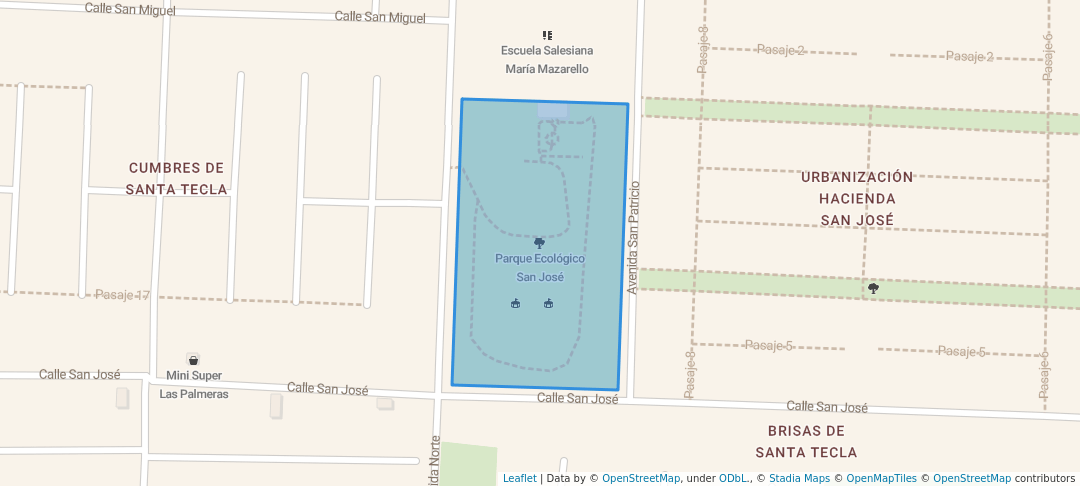 walking in Parque Ecológico San José map in Santa Tecla