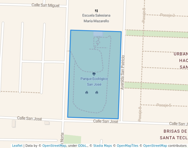 walking in Parque Ecológico San José map in Santa Tecla