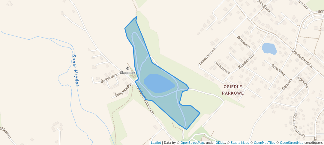 walking in Park nad Jeziorkiem map in Żukowo