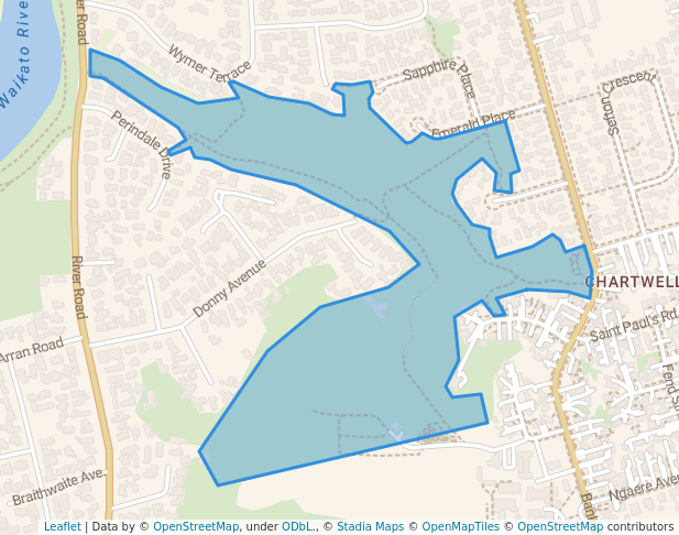 walking in Donny Park map in Hamilton