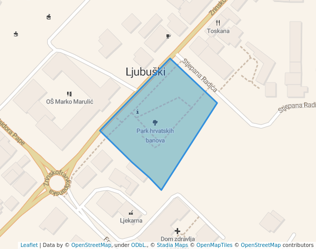 walking in Park hrvatskih banova map in Ljubuški