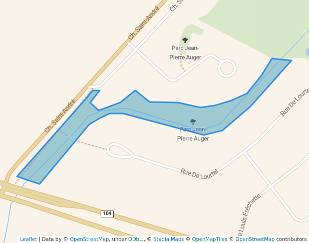 walking in Parc Jean-Pierre Auger map in Saint-Jean-sur-Richelieu