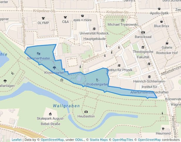 walking in Klostergarten map in Rostock