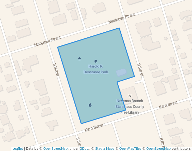 walking in Harold R. Densmore Park map in Newman