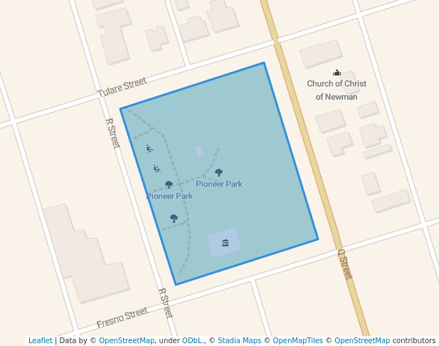 walking in Pioneer Park map in Newman