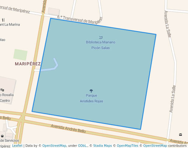 walking in Parque Arístides Rojas map in Caracas