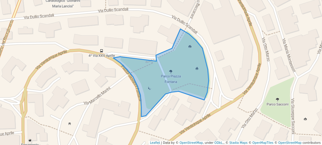 walking in Parco Piazza Fontana map in Ancona