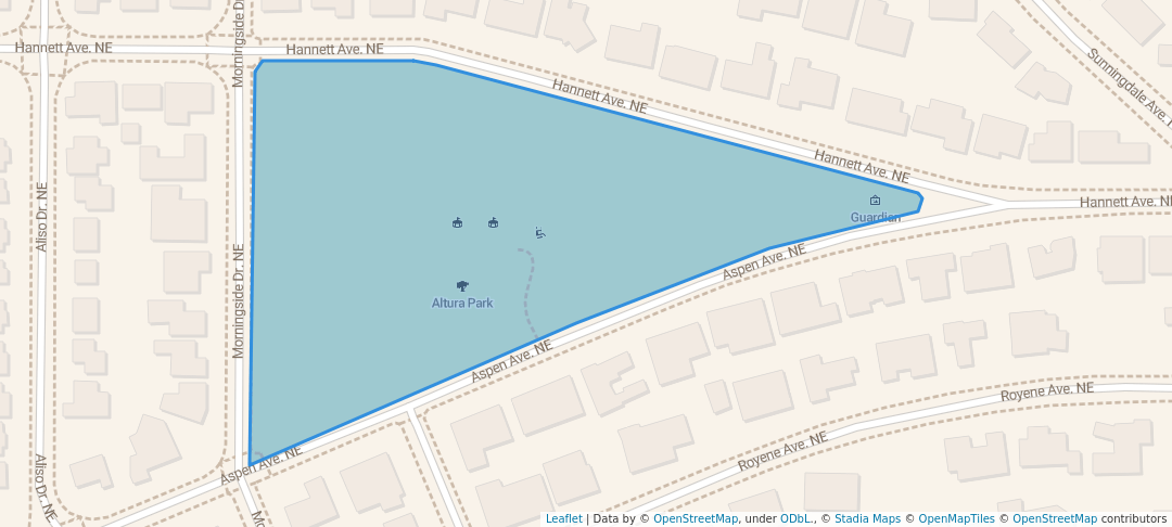 walking in Altura Park map in Albuquerque