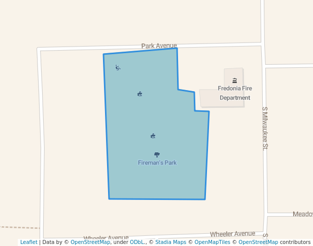 walking in Fireman's Park map in Fredonia