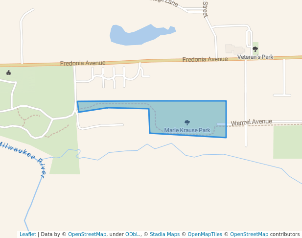 walking in Marie Krause Park map in Fredonia