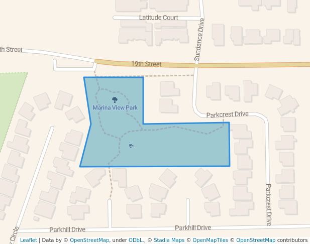 walking in Marina View Park map in Costa Mesa