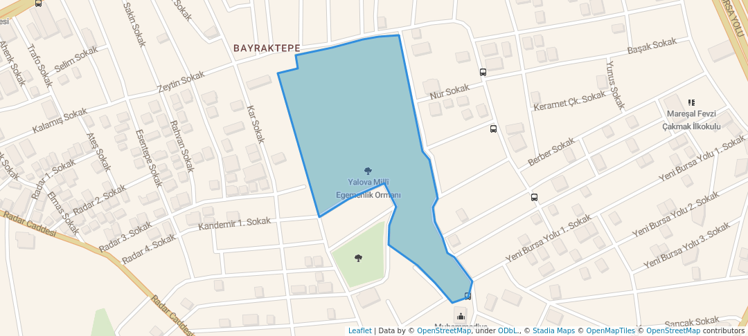 walking in Yalova Millî Egemenlik Ormanı map in Yalova