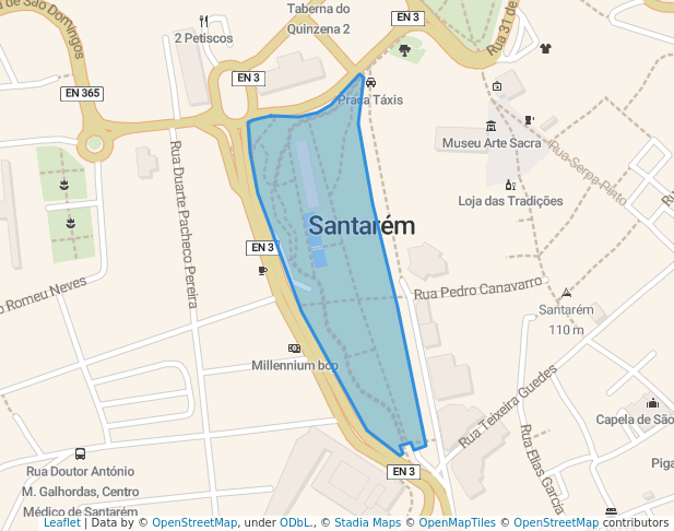 walking in Jardim da Liberdade map in Santarém