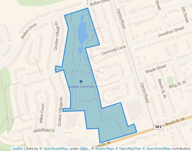 walking in Quaker Common map in Uxbridge