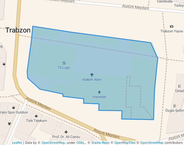 walking in Ataturk Square map in Trabzon